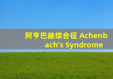 阿亨巴赫综合征 Achenbach's Syndrome